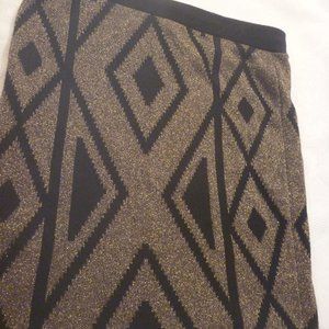 Sexy Sparkly Lurex Mini Skirt Stretch Fitted Tight Metallic Gold Black Junior L